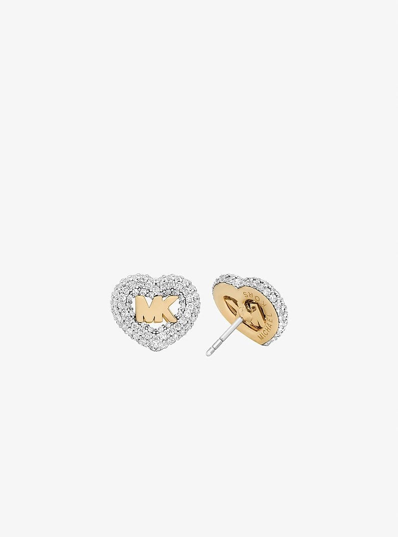 Logo and Pavé Heart Earrings