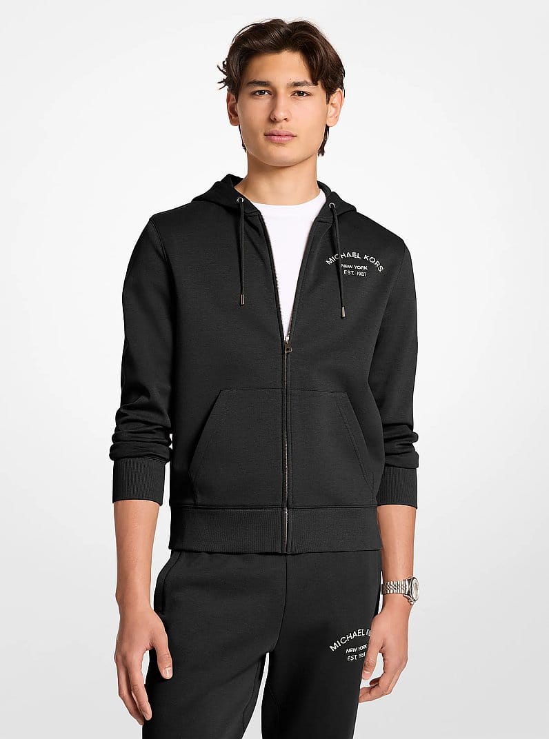 Logo Cotton Blend Zip-Up Hoodie