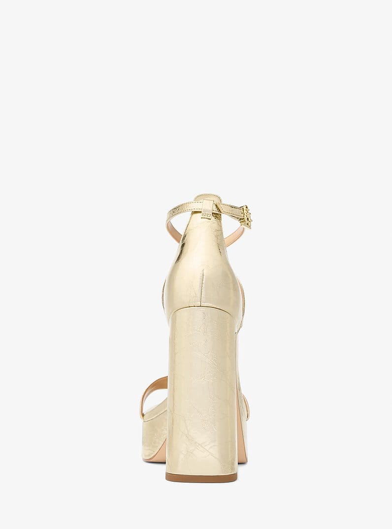 Cami Crackled Metallic Leather Platform Sandal