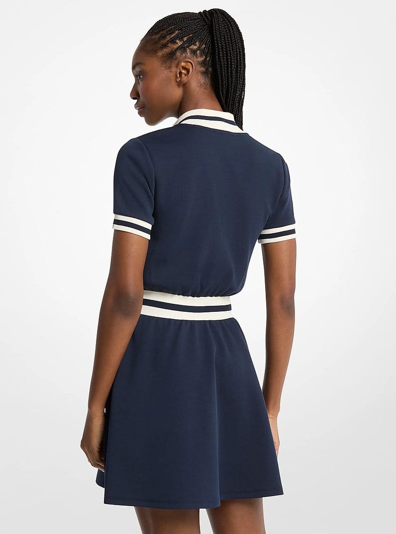 Cotton Blend Zip-Up Mini Dress