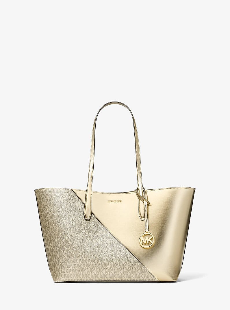 Avalon Medium Metallic and Signature Logo Tote Bag