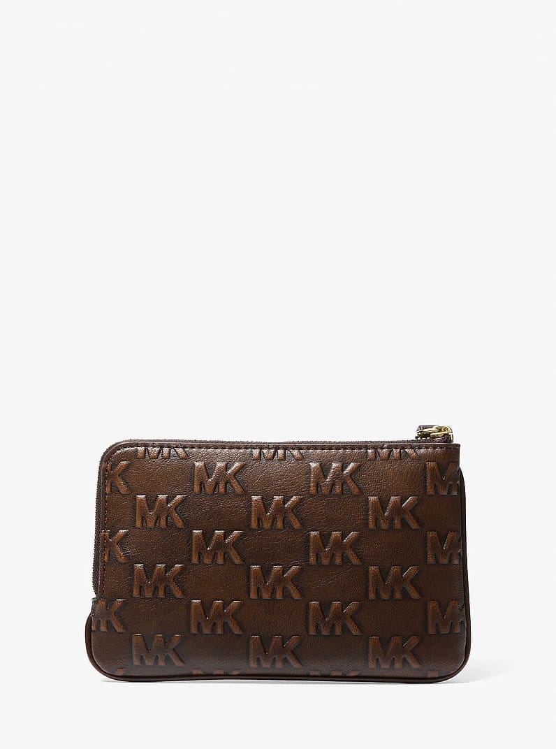 Jet Set Travel Small Burnished Logo Embossed Wristlet