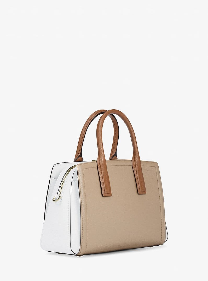 Laila Medium Color-Block Pebbled Leather Satchel