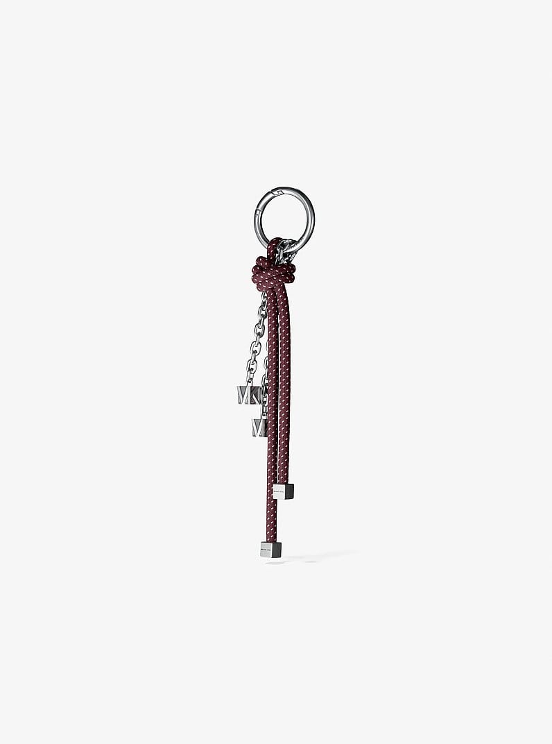 Silver-Tone and Speckled Cord Bag Charm