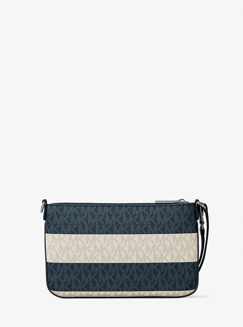 Jet Set Travel Striped Signature Logo Convertible Wristlet