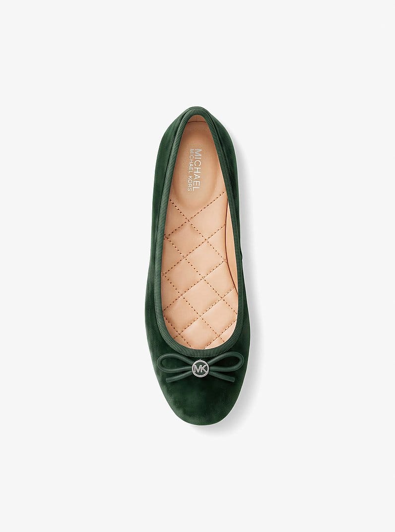 Savannah Logo Debossed Velvet Ballet Flat
