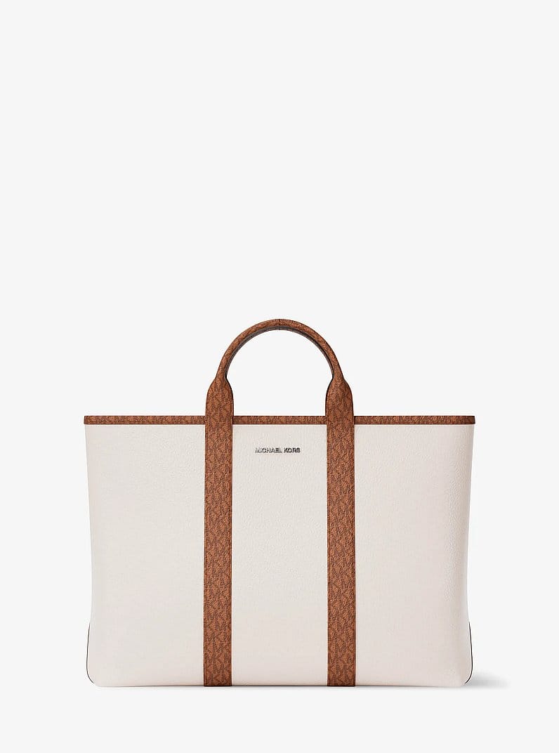 Cooper Medium Pebbled Leather and Signature Logo Tote Bag
