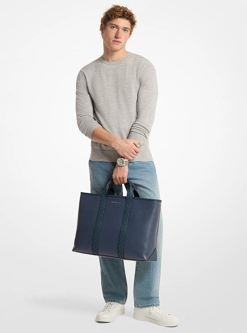 Cooper Medium Pebbled Leather and Signature Logo Tote Bag