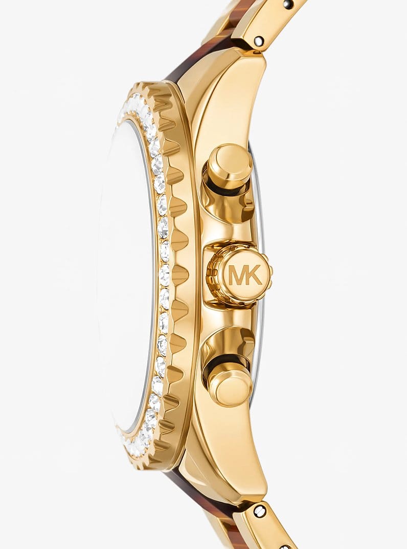 Mini Everest Pavé Gold-Tone and Tortoiseshell Acetate Watch