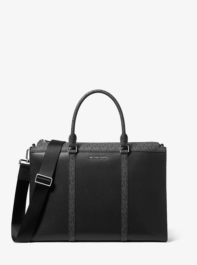 Cooper Pebbled Leather and Signature Logo Briefcase