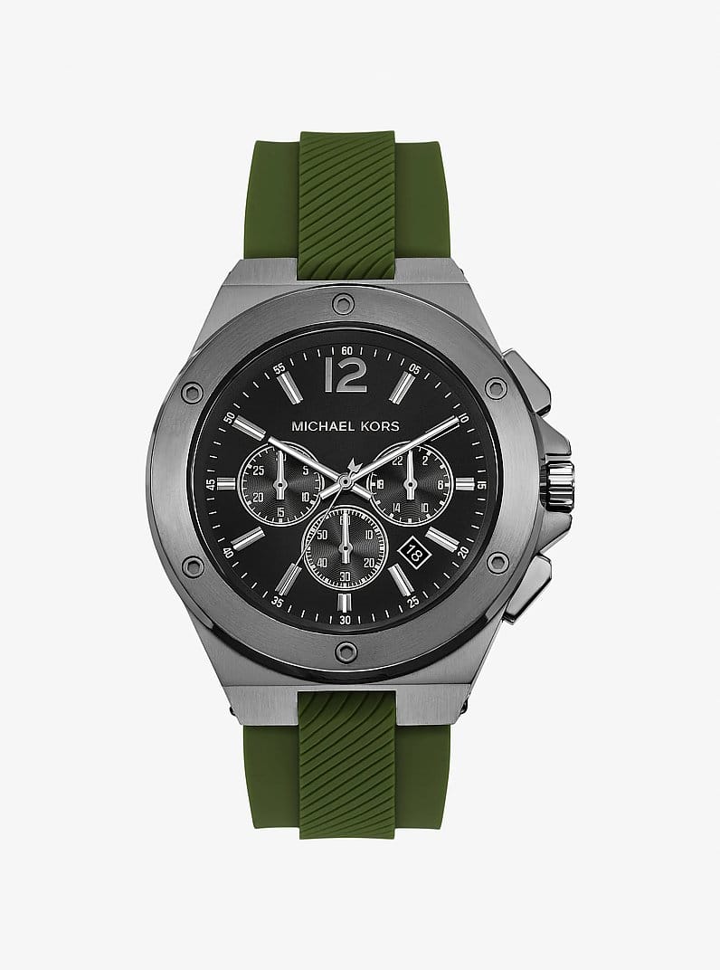 Oversized Lennox Gunmetal-Tone and Silicone Watch