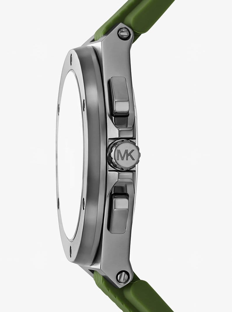 Oversized Lennox Gunmetal-Tone and Silicone Watch