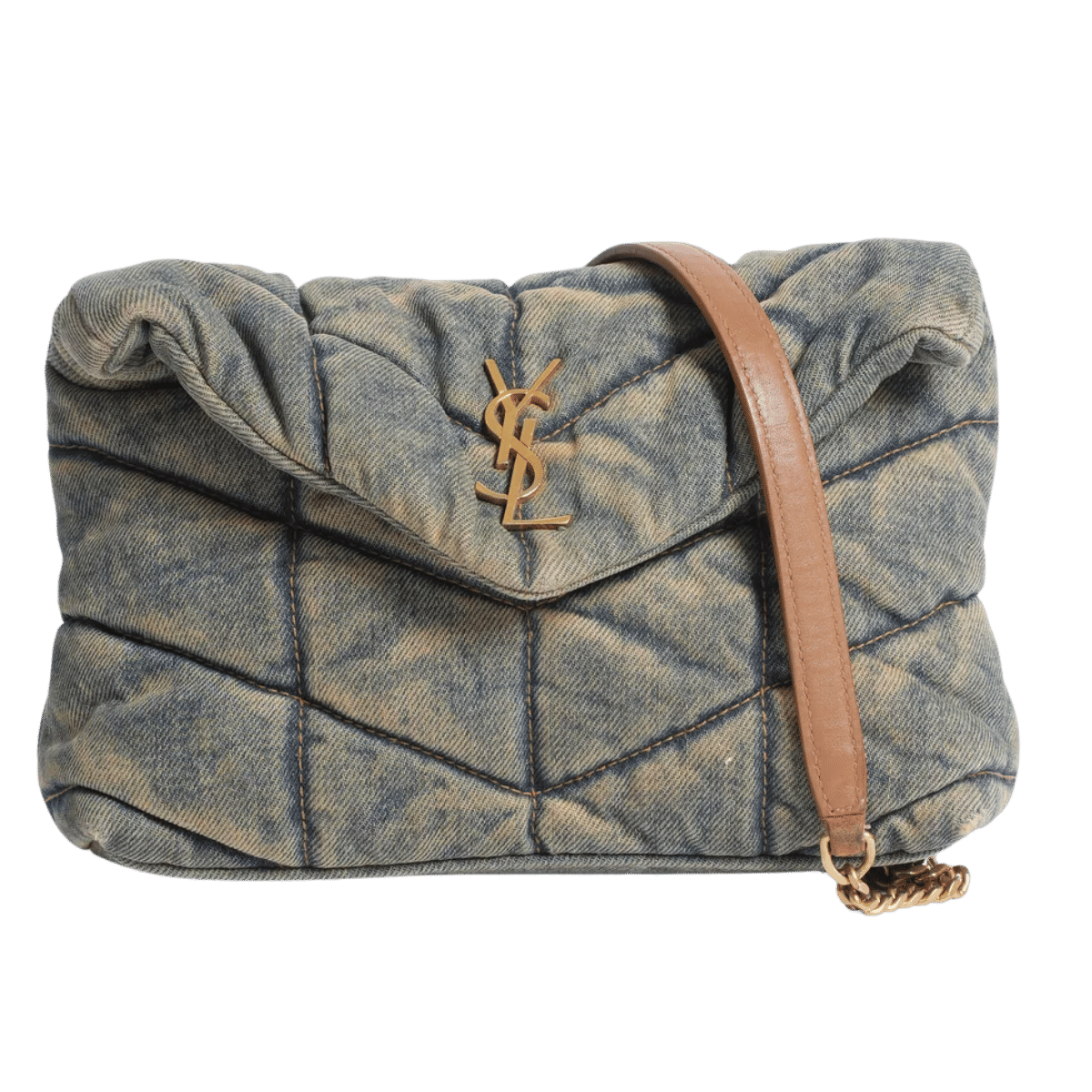 Saint Laurent LouLou Puffer Shoulder Bag in Denim