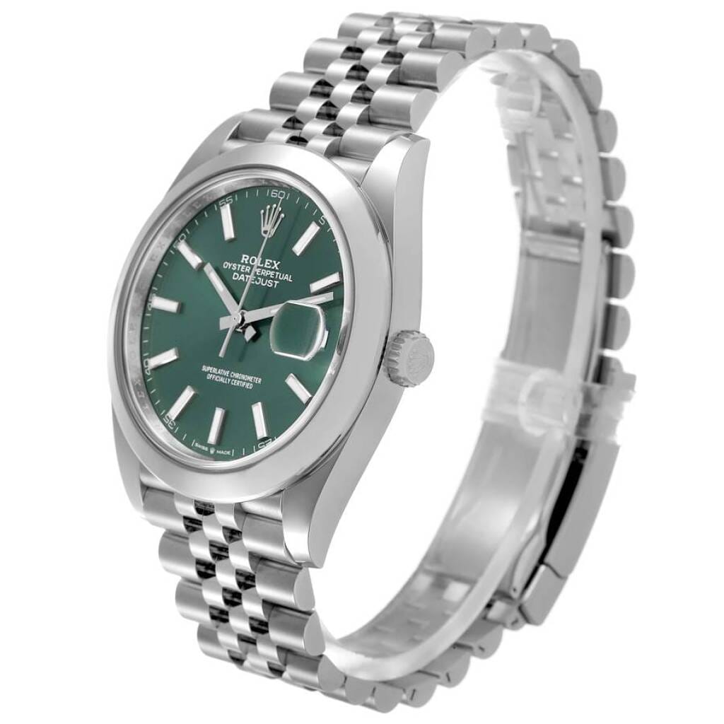 Datejust Mint Green Dial (Reference 126300). A 41mm unworn stainless steel automatic wristwatch with date. 2026