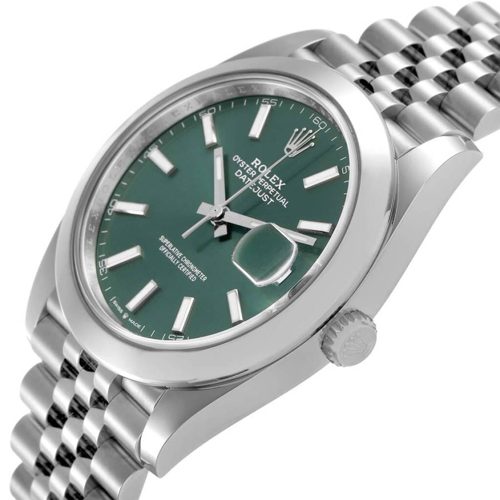 Datejust Mint Green Dial (Reference 126300). A 41mm unworn stainless steel automatic wristwatch with date. 2026