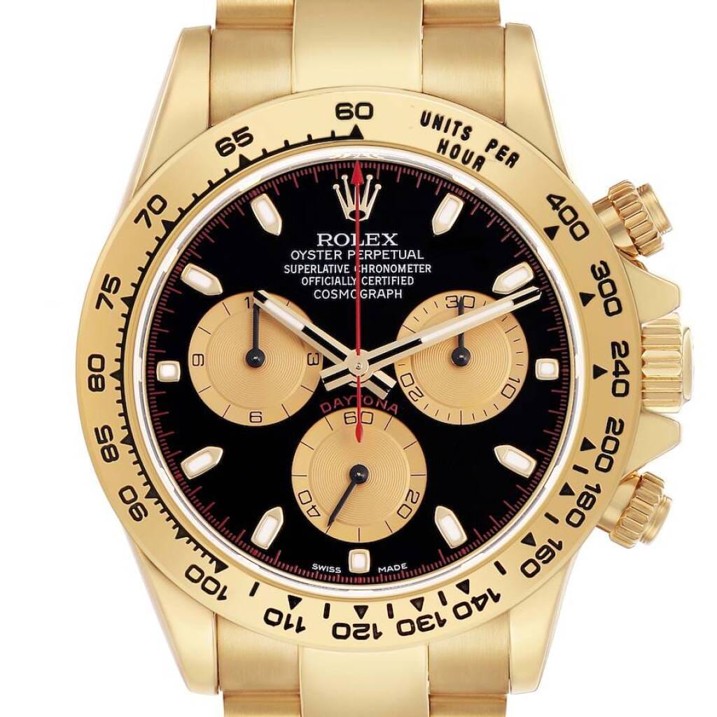 Cosmograph Daytona (Reference 116508). A 40mm yellow gold automatic wristwatch with chronograph.