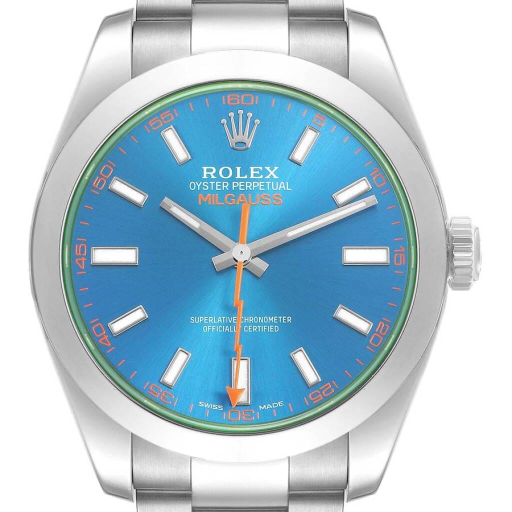 Milgauss 'Z-Blue' (Reference 116400GV). A 40mm stainless steel automatic wristwatch. 2020