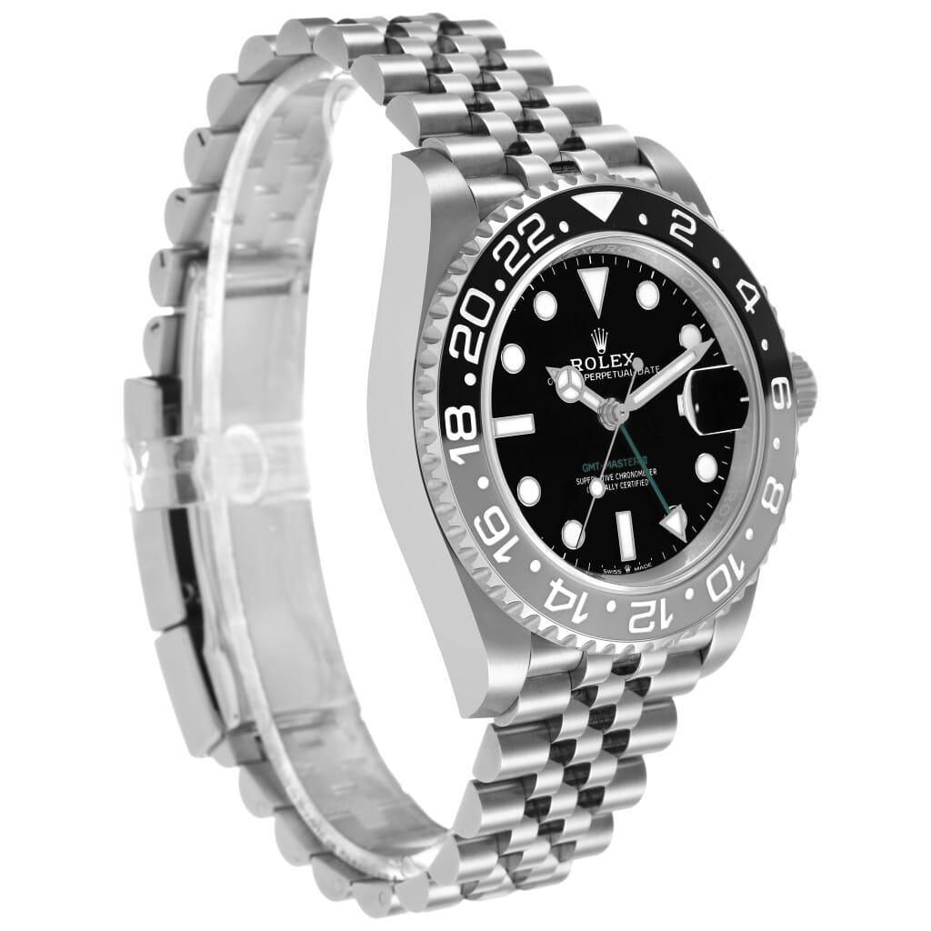 GMT-Master II 'Bruce Wayne' (Reference 126710GRNR). A 40mm stainless steel automatic wristwatch with date and dual time. 2025