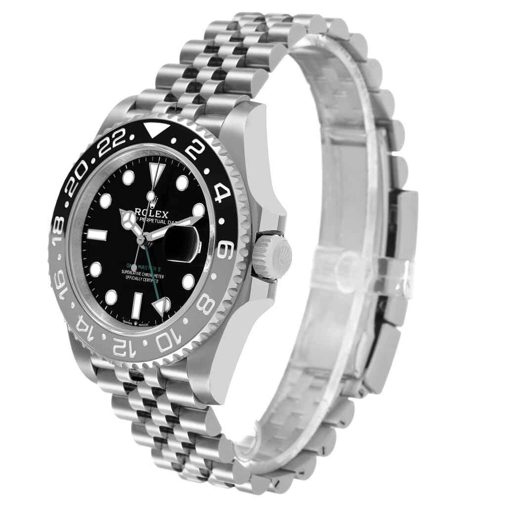 GMT-Master II 'Bruce Wayne' (Reference 126710GRNR). A 40mm stainless steel automatic wristwatch with date and dual time. 2025