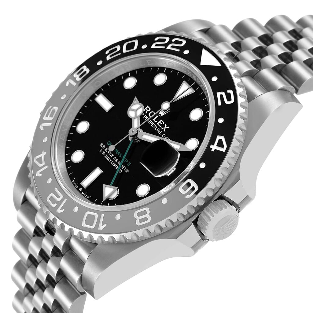 GMT-Master II 'Bruce Wayne' (Reference 126710GRNR). A 40mm stainless steel automatic wristwatch with date and dual time. 2025