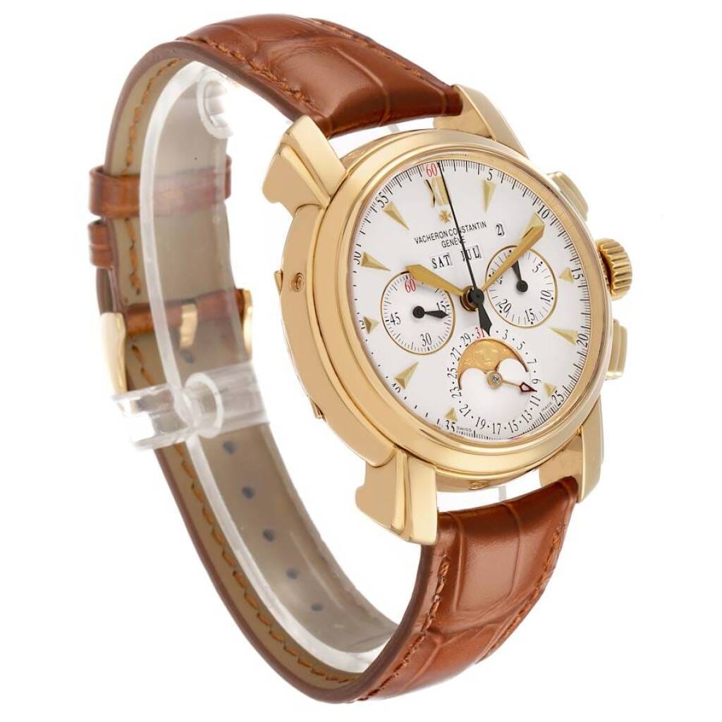 Malte (Reference 47112/000J). A 42mm yellow gold manual wind wristwatch with chronograph, moon phase, leap year, and perpetual calendar.