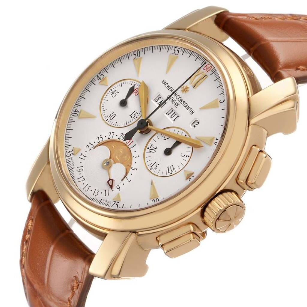 Malte (Reference 47112/000J). A 42mm yellow gold manual wind wristwatch with chronograph, moon phase, leap year, and perpetual calendar.
