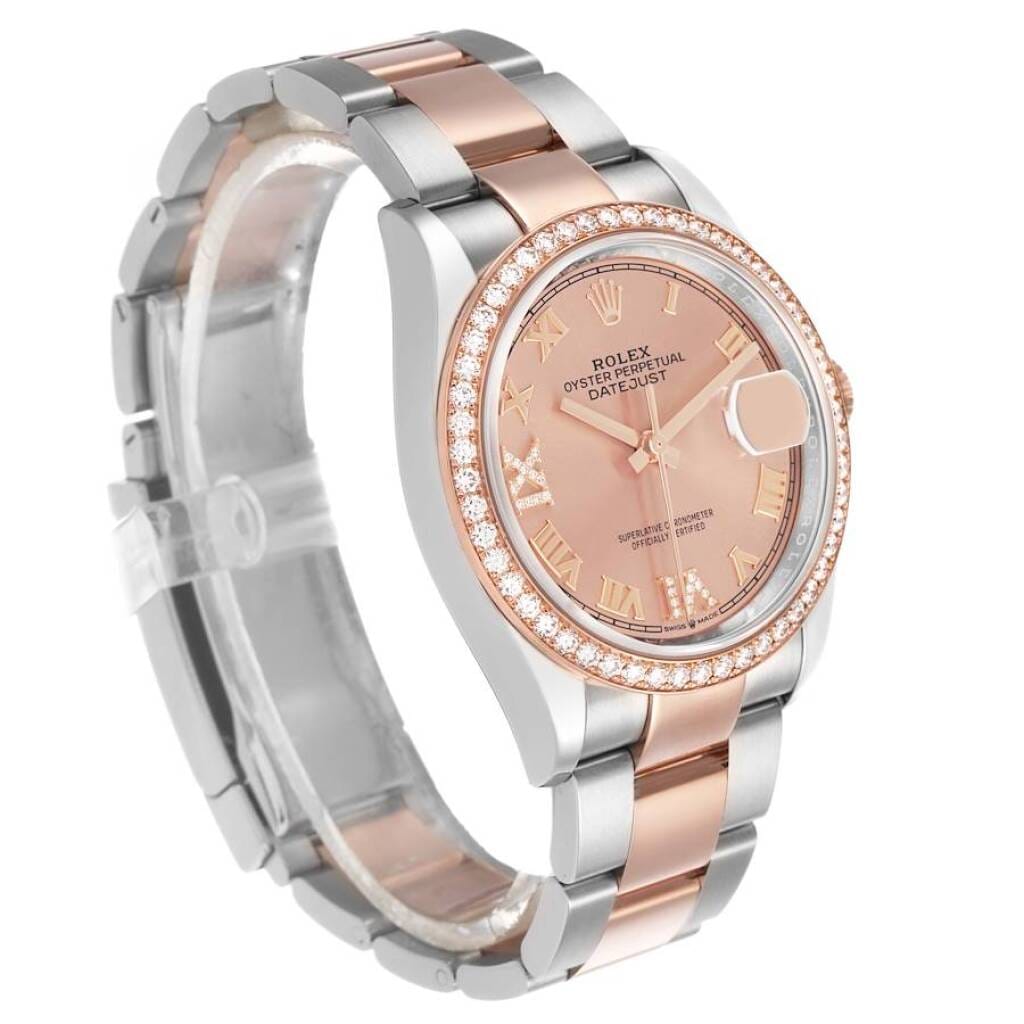 Datejust (Reference 126281). A 36mm rose gold stainless steel automatic wristwatch with date. 2021