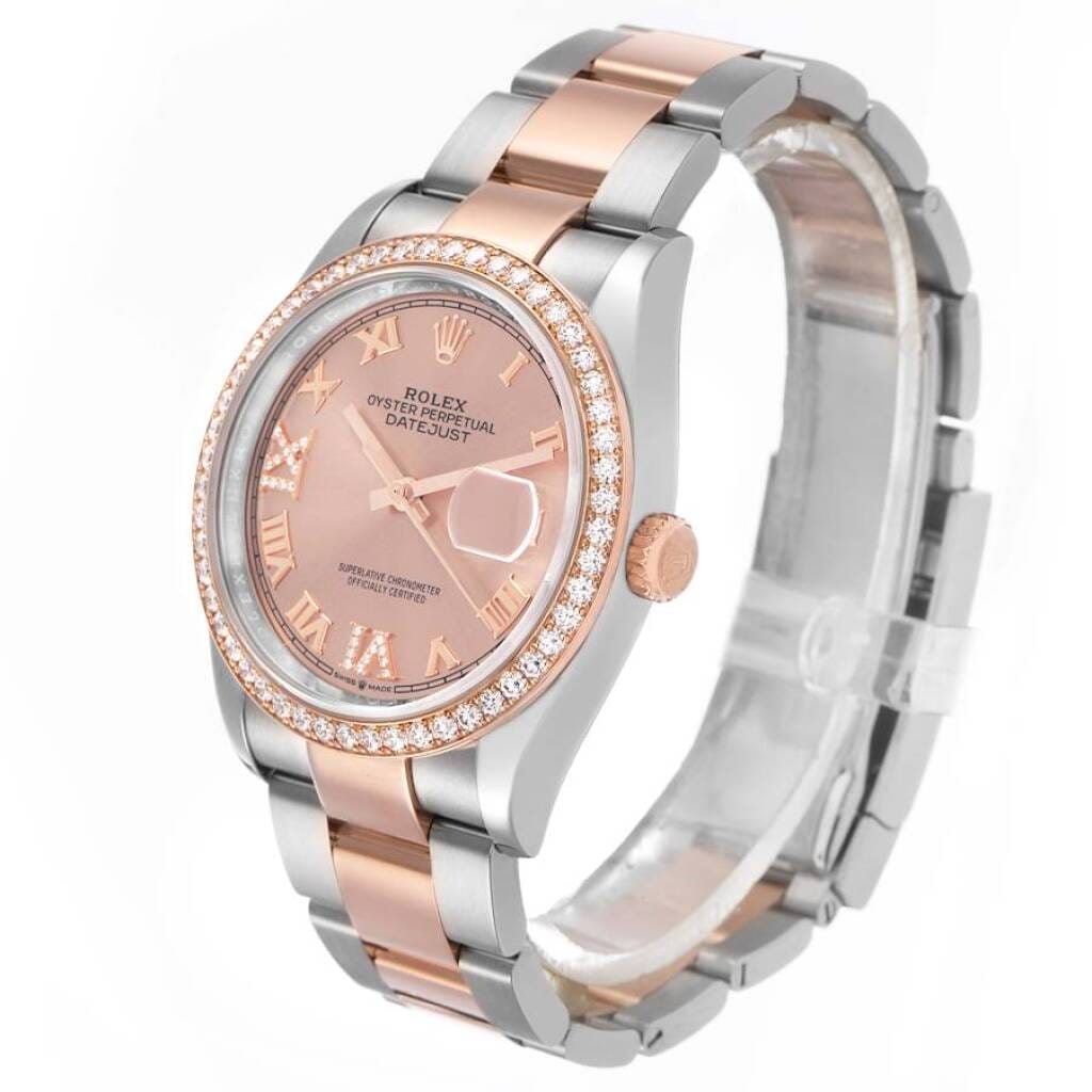 Datejust (Reference 126281). A 36mm rose gold stainless steel automatic wristwatch with date. 2021