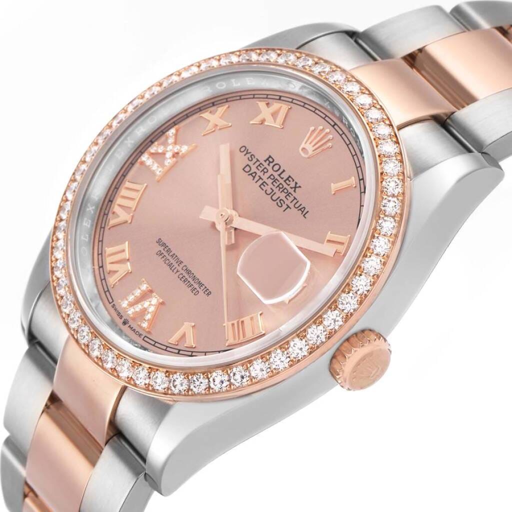 Datejust (Reference 126281). A 36mm rose gold stainless steel automatic wristwatch with date. 2021