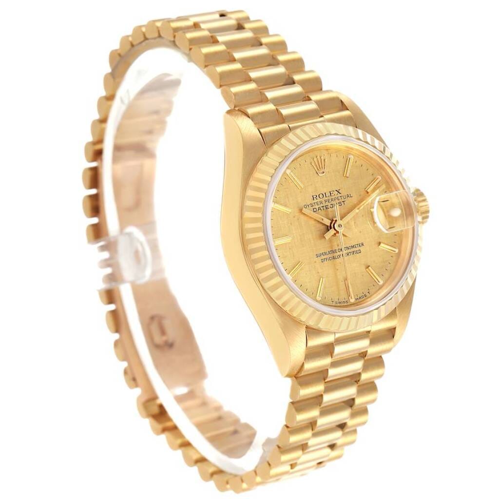 President Datejust 'Linen' Dial (Reference 69178). A 26mm yellow gold automatic wristwatch with date. 1987-1988