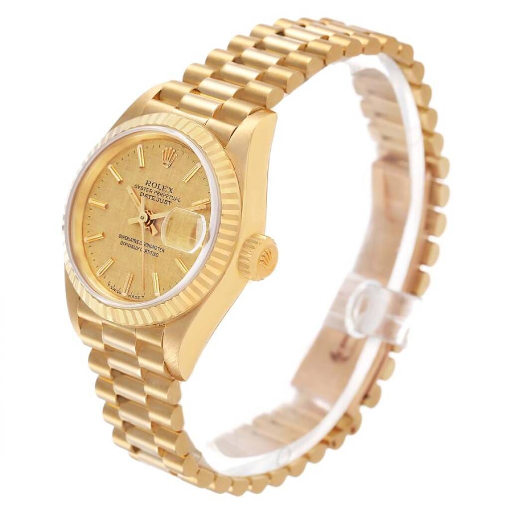 President Datejust 'Linen' Dial (Reference 69178). A 26mm yellow gold automatic wristwatch with date. 1987-1988
