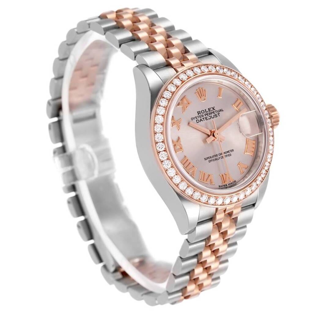 Datejust (Reference 279381RBR). A 28mm rose gold stainless steel diamond-set automatic wristwatch with date. 2018