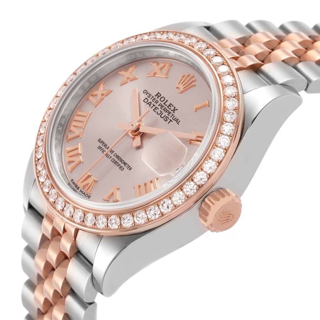 Datejust (Reference 279381RBR). A 28mm rose gold stainless steel diamond-set automatic wristwatch with date. 2018