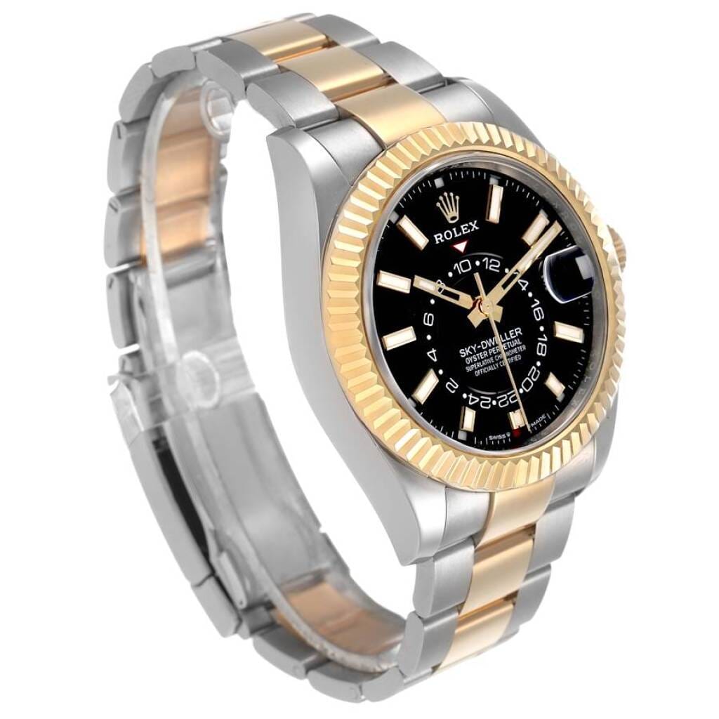 Sky-Dweller (Reference 336933). A 42mm yellow gold stainless steel automatic wristwatch with date and dual time. 2026