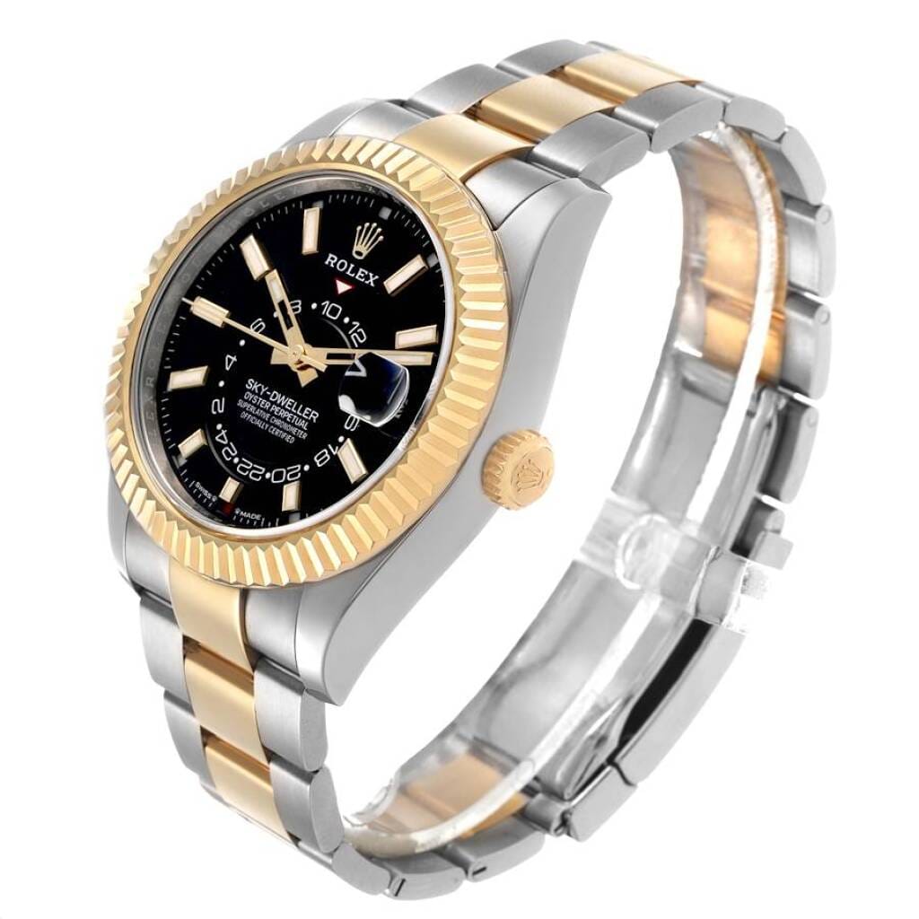 Sky-Dweller (Reference 336933). A 42mm yellow gold stainless steel automatic wristwatch with date and dual time. 2026