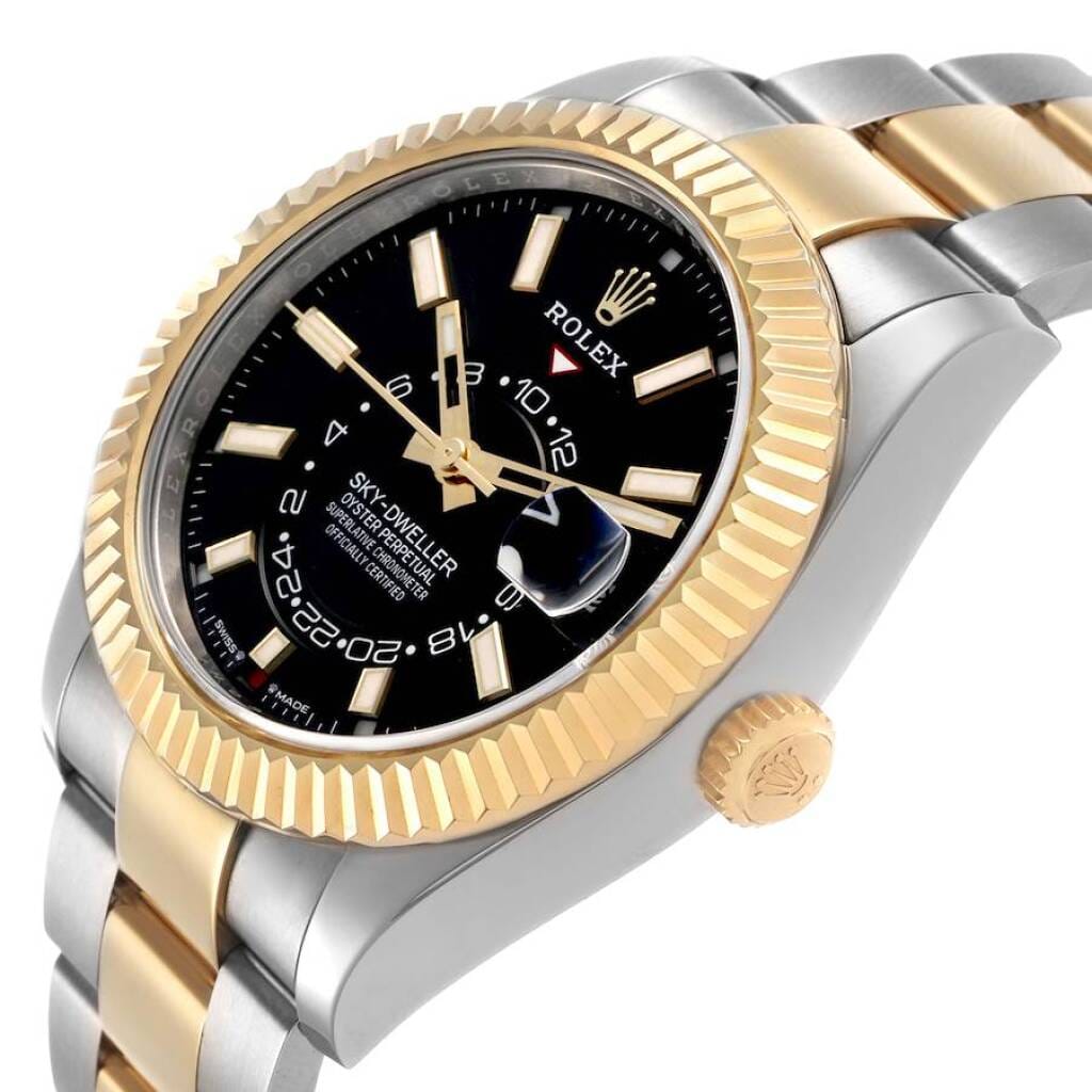 Sky-Dweller (Reference 336933). A 42mm yellow gold stainless steel automatic wristwatch with date and dual time. 2026