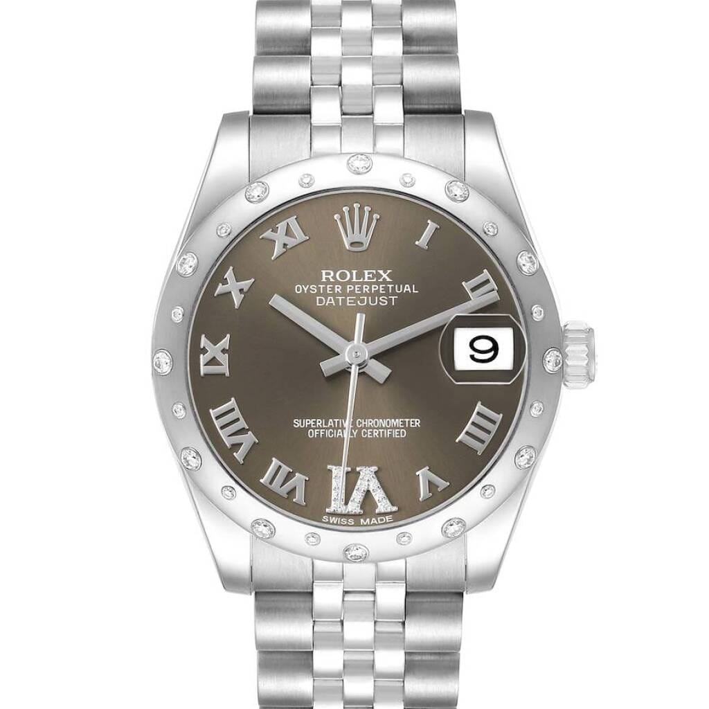 Datejust (Reference 178344). A 31mm white gold stainless steel diamond-set automatic wristwatch with date.