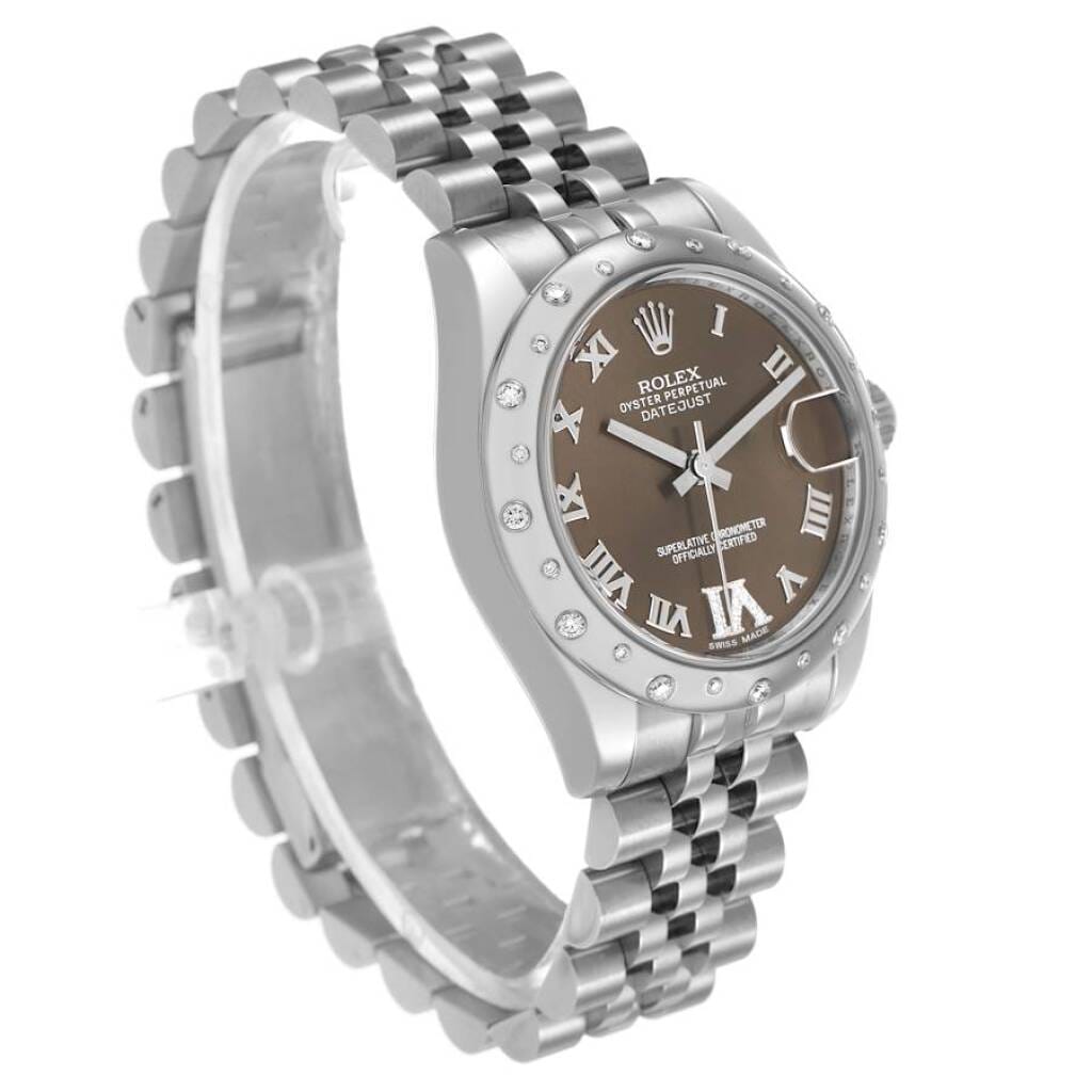 Datejust (Reference 178344). A 31mm white gold stainless steel diamond-set automatic wristwatch with date.