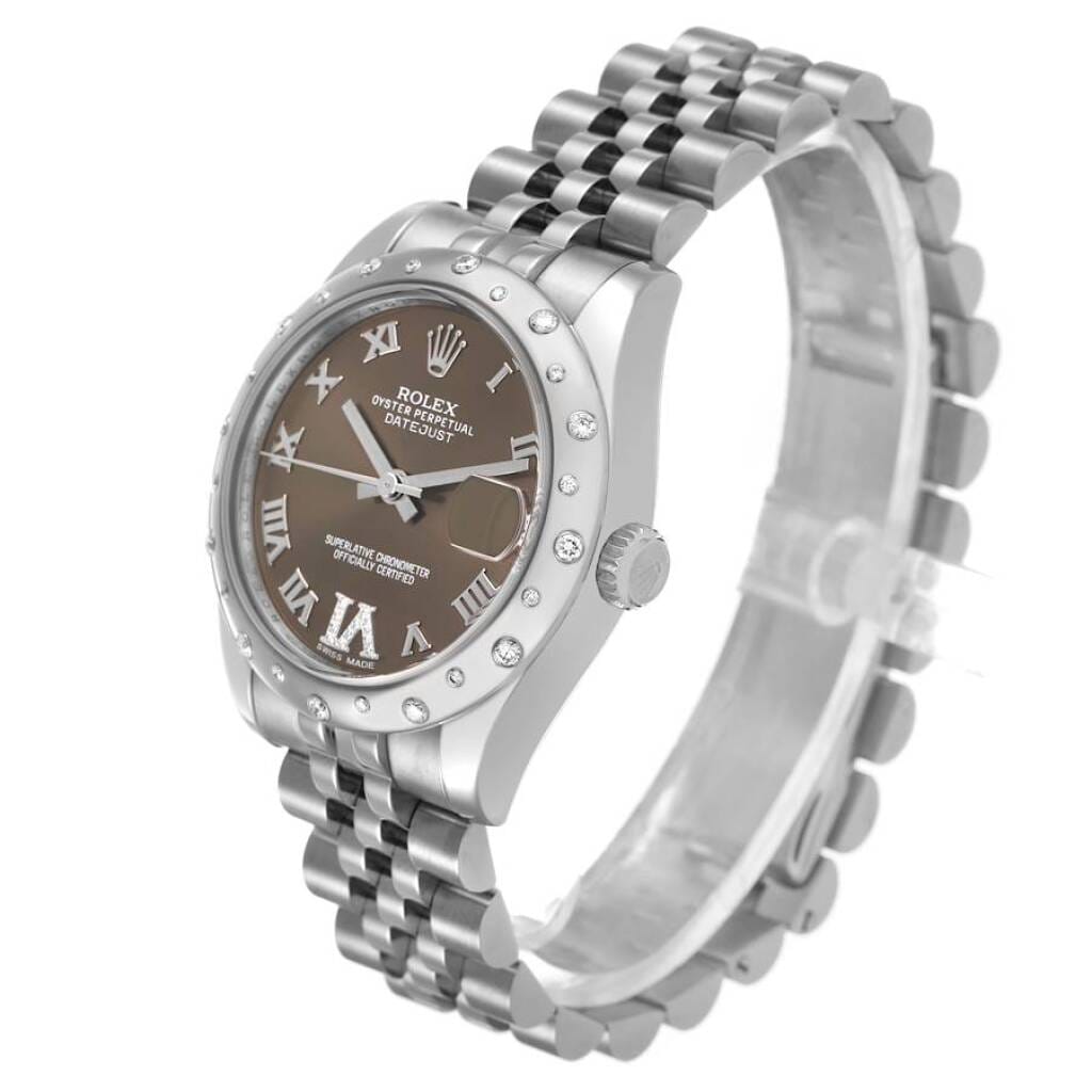 Datejust (Reference 178344). A 31mm white gold stainless steel diamond-set automatic wristwatch with date.