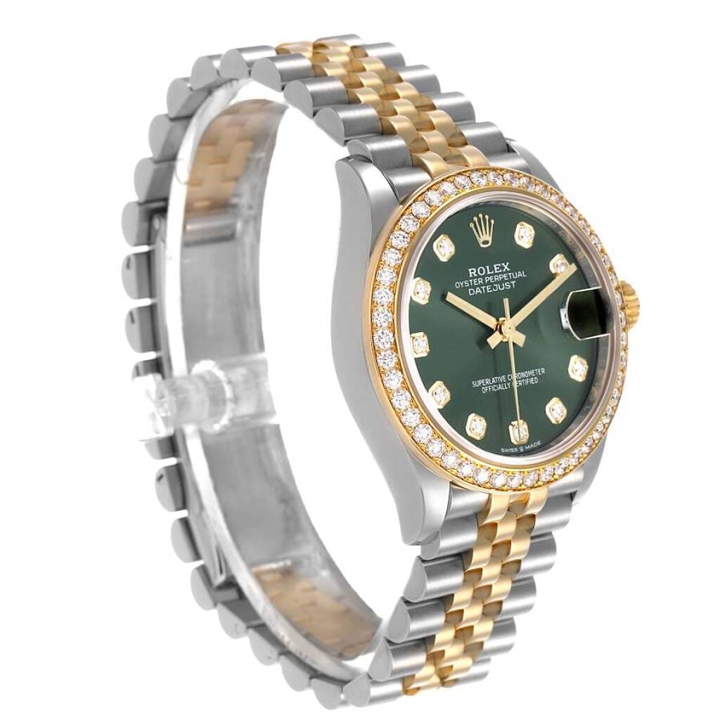 Datejust (Reference 278383). A 31mm yellow gold stainless steel diamond-set automatic wristwatch with date.