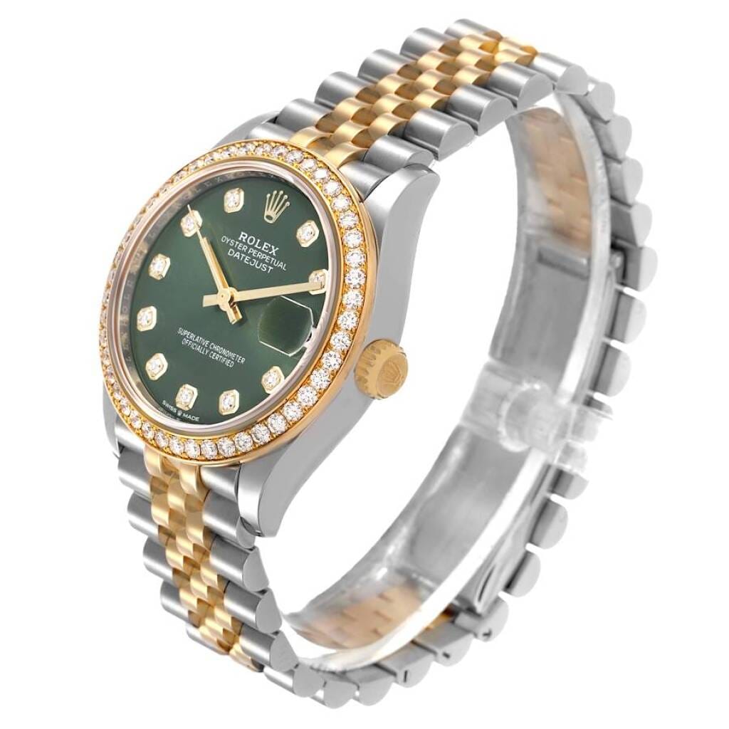 Datejust (Reference 278383). A 31mm yellow gold stainless steel diamond-set automatic wristwatch with date.