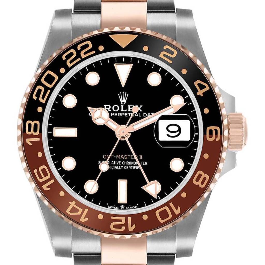 GMT-Master II 'Root Beer' (Reference 126711CHNR). A 40mm rose gold stainless steel automatic wristwatch with date and dual time. 2024