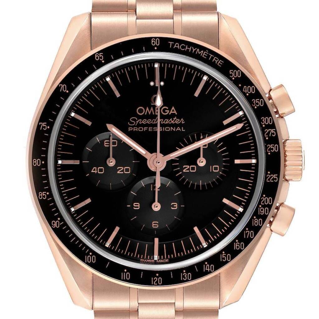 Speedmaster (Reference 310.60.42.50.01.001). A 42mm rose gold manual wind wristwatch with chronograph. 2021