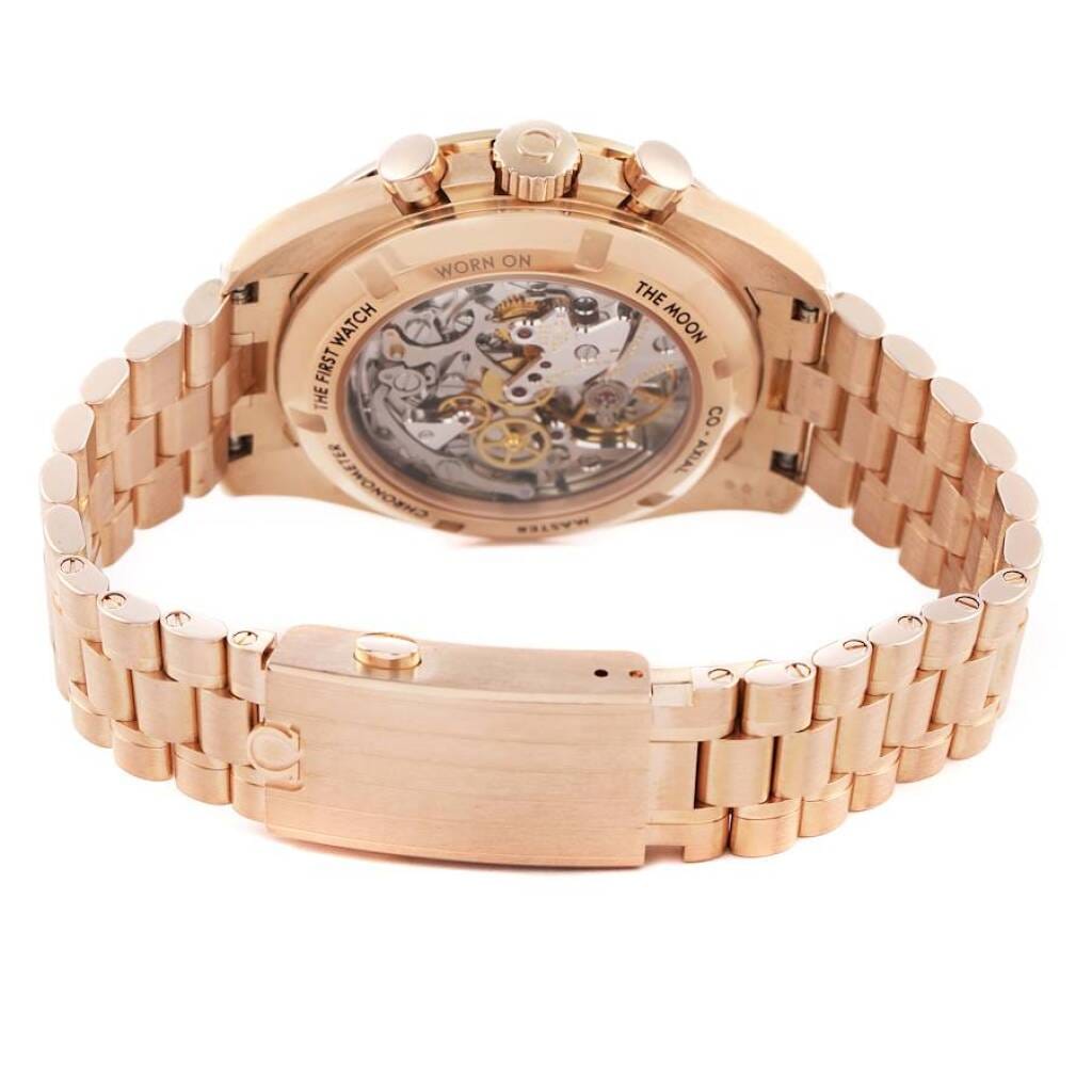 Speedmaster (Reference 310.60.42.50.01.001). A 42mm rose gold manual wind wristwatch with chronograph. 2021