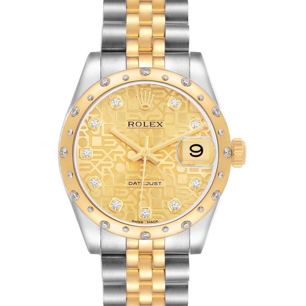 Datejust (Reference 178343). A 31mm yellow gold stainless steel diamond-set automatic wristwatch with date. 2012