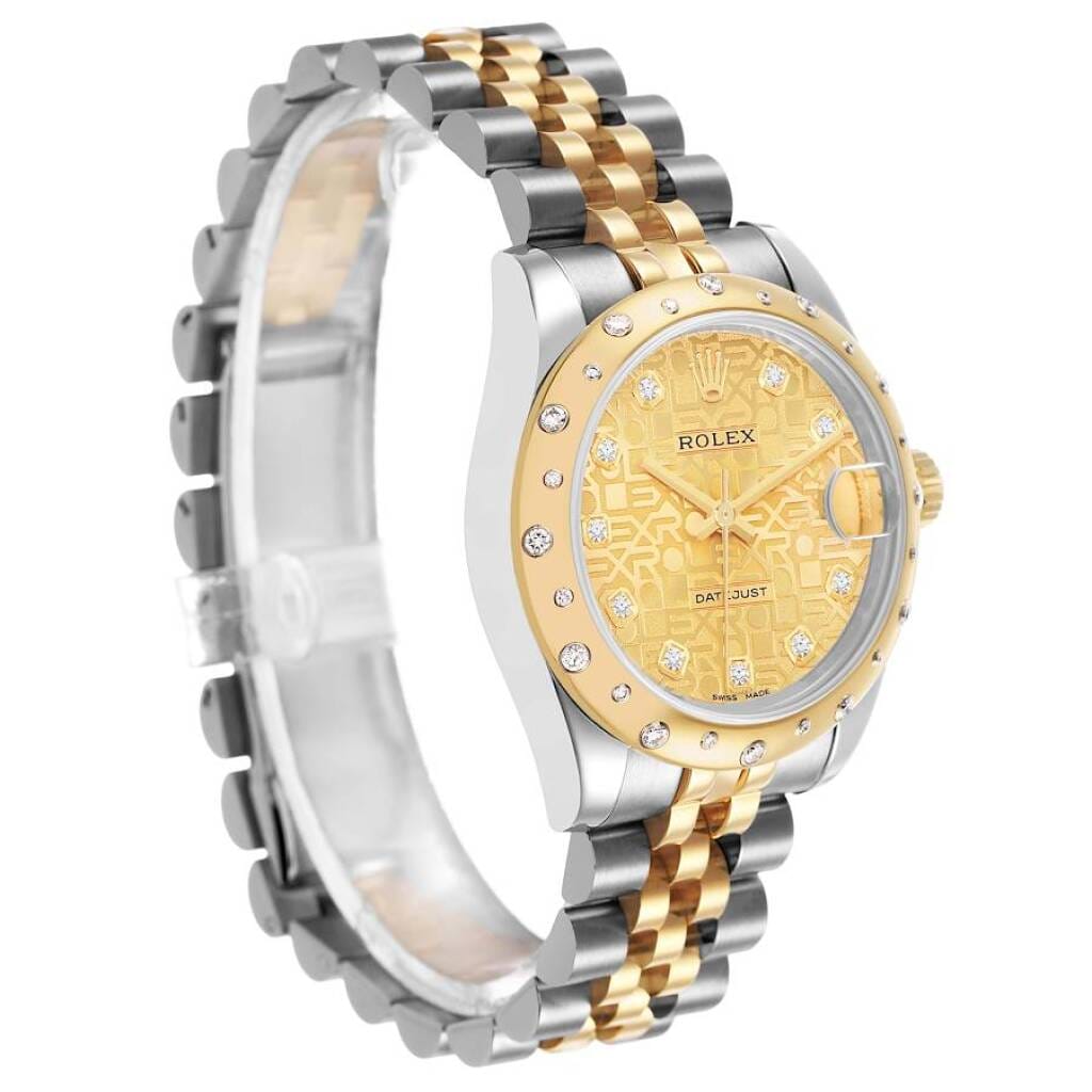 Datejust (Reference 178343). A 31mm yellow gold stainless steel diamond-set automatic wristwatch with date. 2012