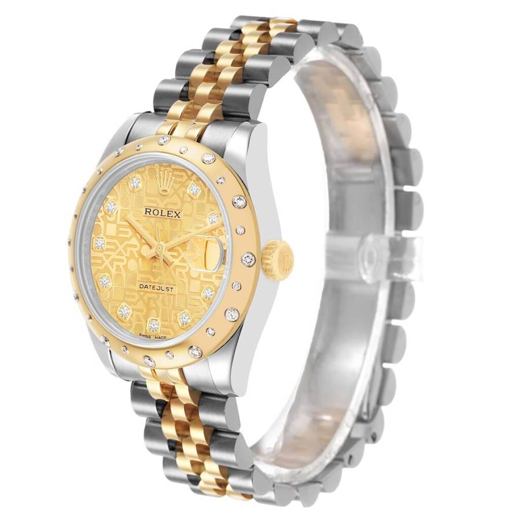 Datejust (Reference 178343). A 31mm yellow gold stainless steel diamond-set automatic wristwatch with date. 2012