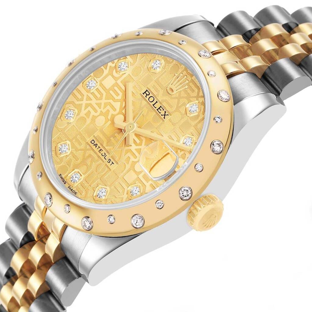 Datejust (Reference 178343). A 31mm yellow gold stainless steel diamond-set automatic wristwatch with date. 2012