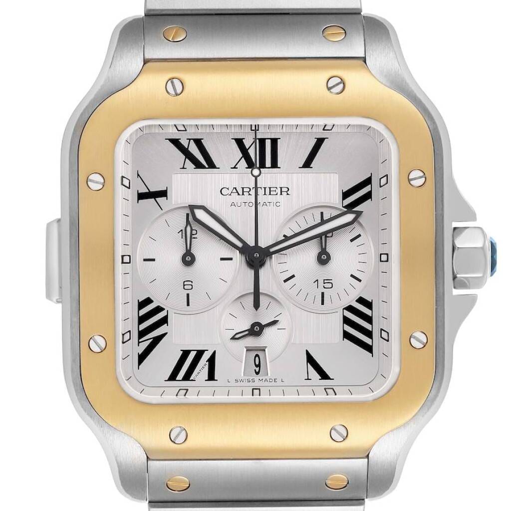 Santos XL (Reference W2SA0008). A 51.3mm yellow gold stainless steel automatic wristwatch with date and chronograph. 2019