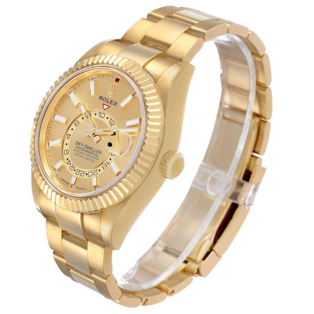 Sky-Dweller (Reference 336938). A 42mm yellow gold automatic wristwatch with date and dual time. 2026